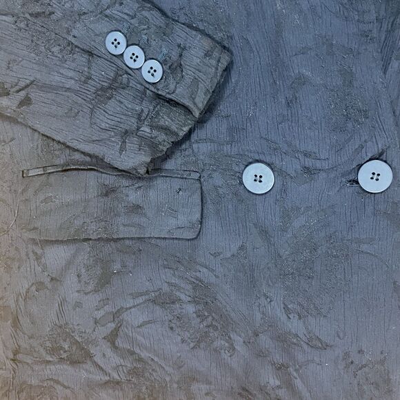 Zara Floral Jacquard Blazer Jacket Size Small Dark Blue Double Breasted Brocade - Picture 13 of 16